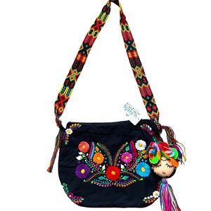 SOLEI NEW Frida Kahlo Tassel Keychain Multicolor Embroidered Purse